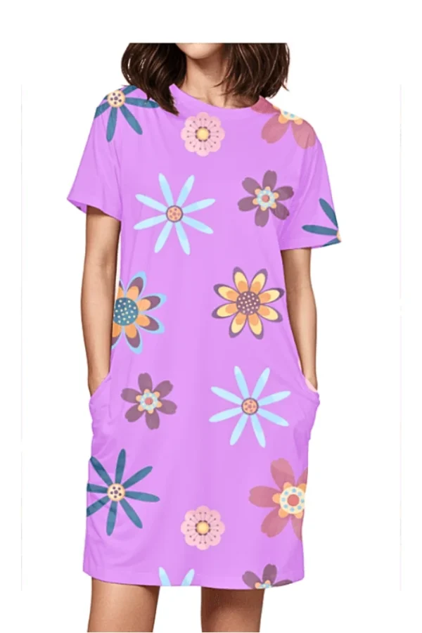 Knee Length Long T-shirts Dress for Ladies