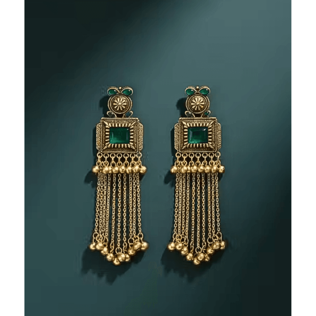 Antique Gold Plated Long Dangler Earrings for Women & Girls