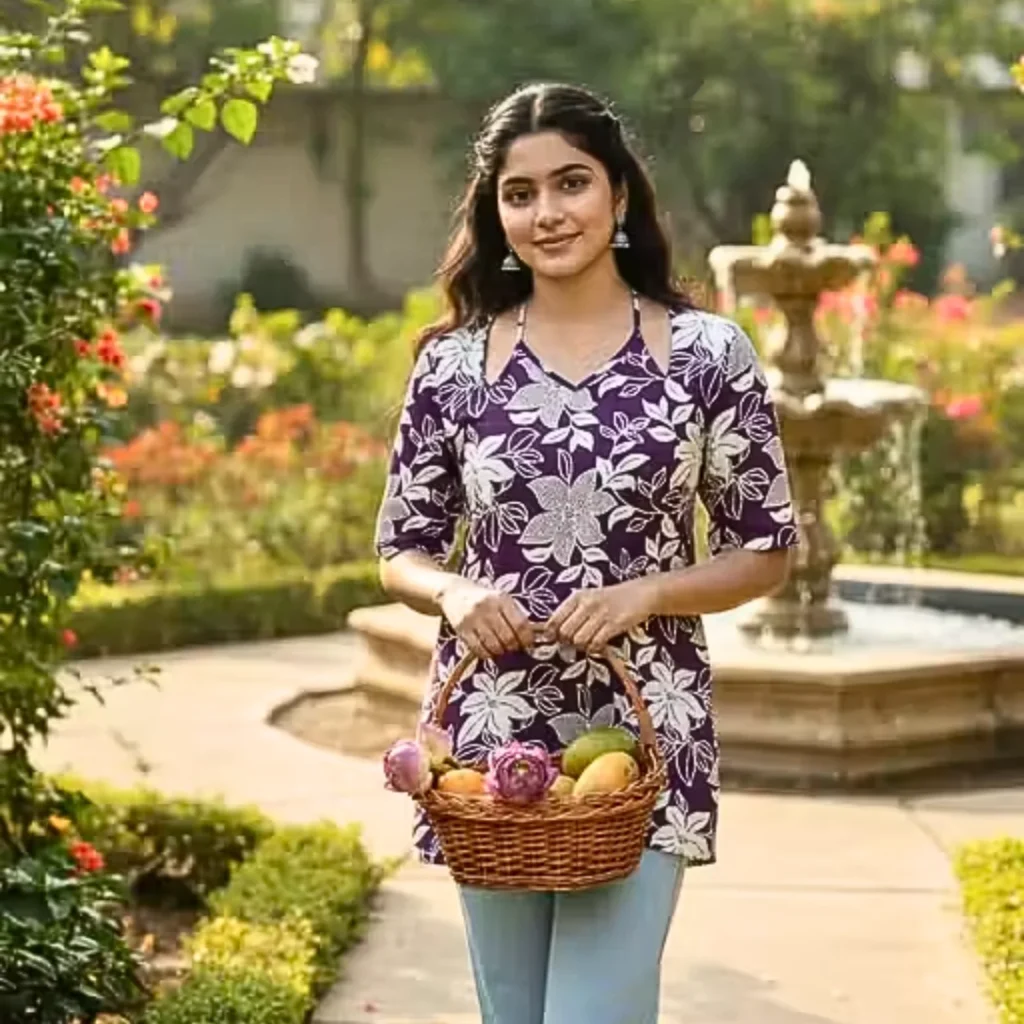 New Letest Floral Printed Masaba Cut Short Kurti